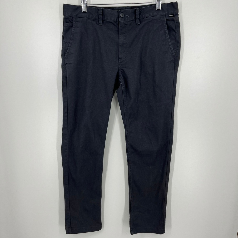 Vans Authentic Chino Slim Fit Pants Mens 34 Black Cotton Blend Trousers